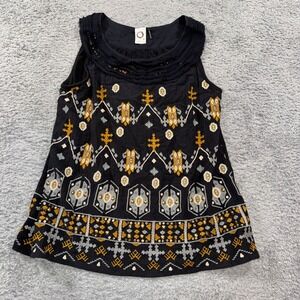 Akemi + Kin Sleeveless Embroidered Top XS Black Boho Sequin Tank